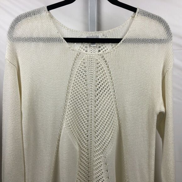 Charming Charlie Sweater Women M Ivory Open Knit Pullover Stretch Hi Low Casual - Picture 8 of 12